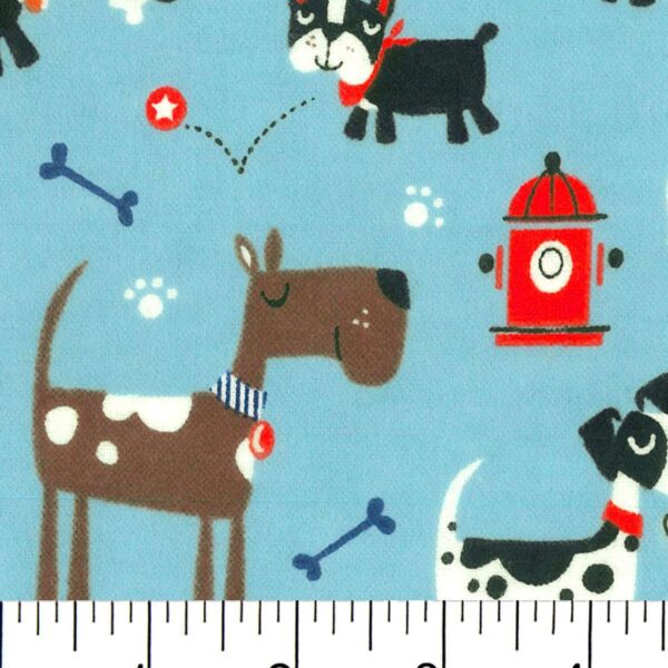Snuggle Flannel Fabric-Dogs, Bones And Fire Hydrants
